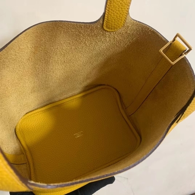Túi xách nữ hàng hiệu Hermes Jaune Ambre Picotin Lock PM Clemence Leather Soleil