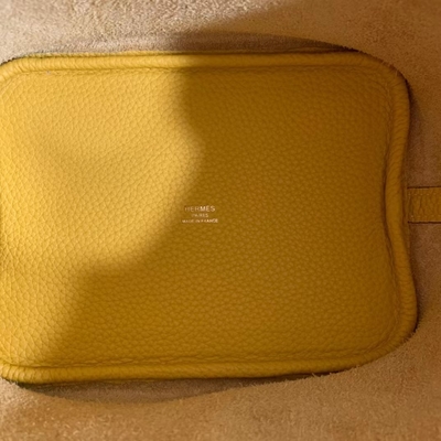 Túi xách nữ hàng hiệu Hermes Jaune Ambre Picotin Lock PM Clemence Leather Soleil
