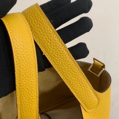 Túi xách nữ hàng hiệu Hermes Jaune Ambre Picotin Lock PM Clemence Leather Soleil