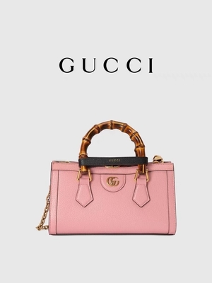 Túi xách da màu hồng GG Gucci Diana Túi xách bằng tre OEM