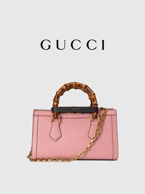 Túi xách da màu hồng GG Gucci Diana Túi xách bằng tre OEM