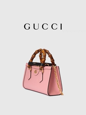 Túi xách da màu hồng GG Gucci Diana Túi xách bằng tre OEM