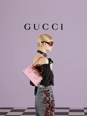 Túi xách da màu hồng GG Gucci Diana Túi xách bằng tre OEM