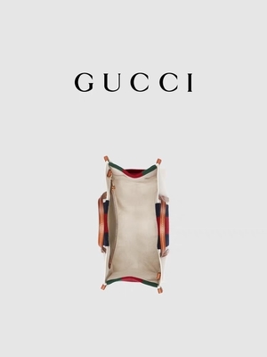 Gucci White Cotton Canvas Mini Blue Stripe Tote Bag Lồng vào nhau G