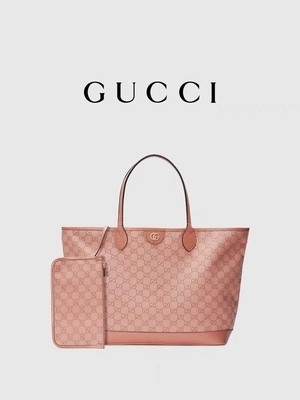 Túi đeo vai cỡ trung Gucci Ophidia GG bằng vải màu hồng dành cho đi công tác