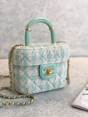 Ví cầm tay thiết kế mini Monogram cho bé gái Túi hộp mini Chanel Xanh hồng