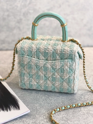 Ví cầm tay thiết kế mini Monogram cho bé gái Túi hộp mini Chanel Xanh hồng