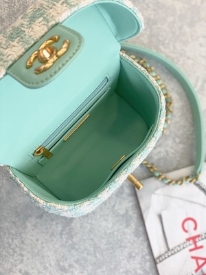 Ví cầm tay thiết kế mini Monogram cho bé gái Túi hộp mini Chanel Xanh hồng