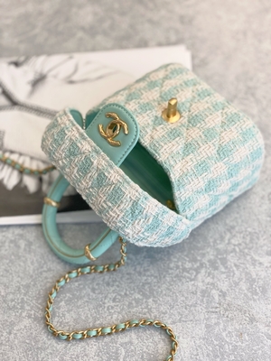 Ví cầm tay thiết kế mini Monogram cho bé gái Túi hộp mini Chanel Xanh hồng