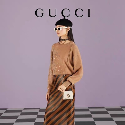 Túi xách hàng hiệu tùy chỉnh bằng da màu trắng Túi xách Gucci màu vàng trung bình