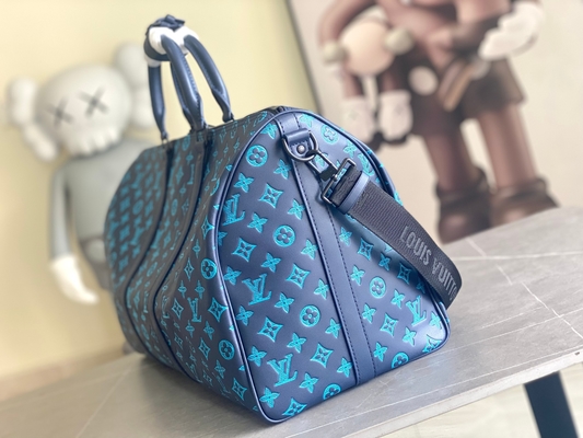 Túi nam hàng hiệu cỡ lớn Keepall BANDOULIÈRE 50 Blue Boston Bags