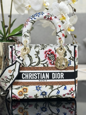 Túi nhiều màu Petites Fleurs Túi hàng hiệu tùy chỉnh Túi Dior Medium D Lite